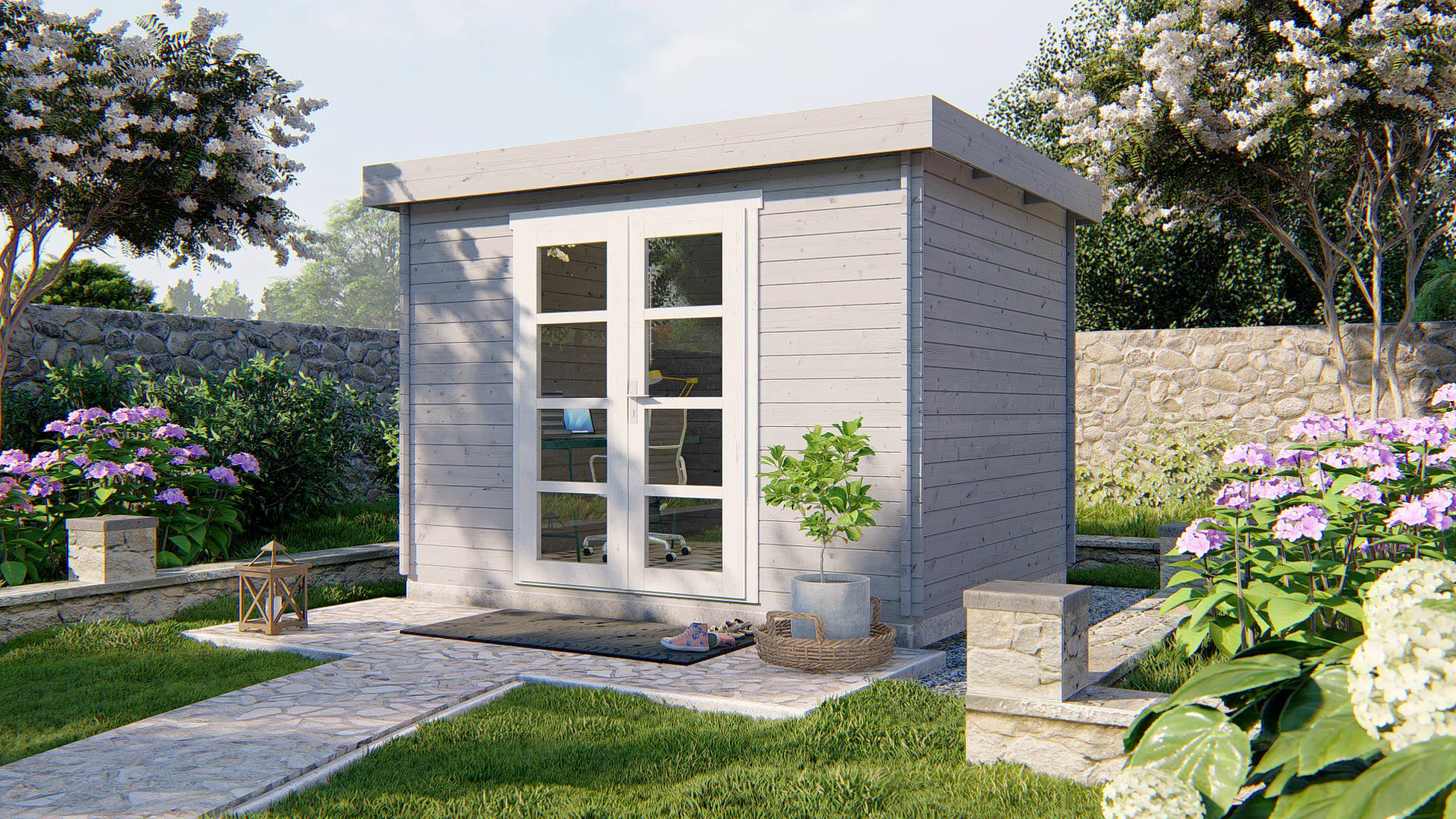 Abri de jardin Houthem peint
